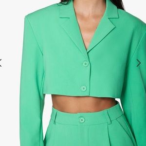 WeWoreWhat Green Cropped Blazer